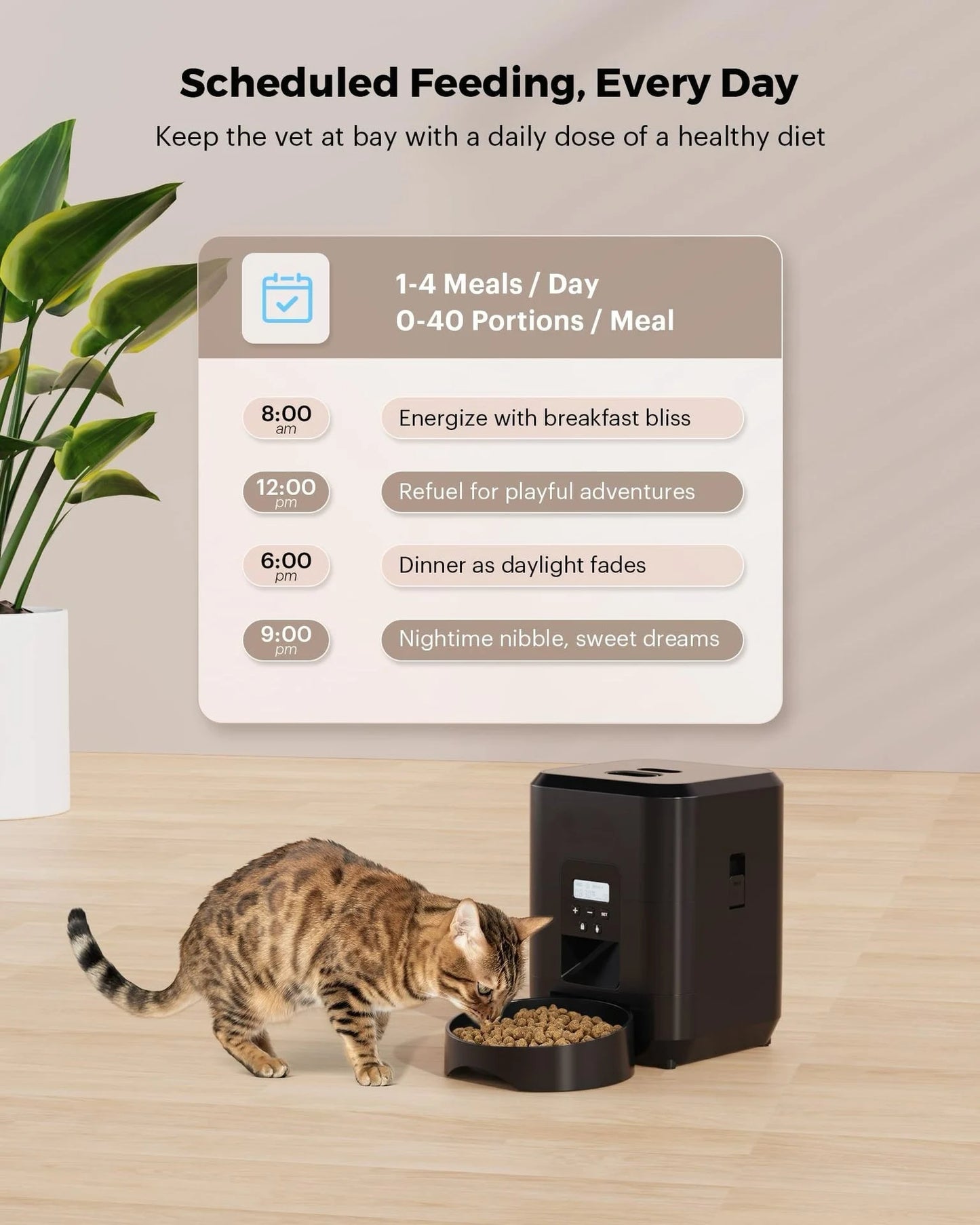 Distributeur automatique intelligent 2L, avec ou sans WIFI, programmation des repas, alerte niveau de nourriture