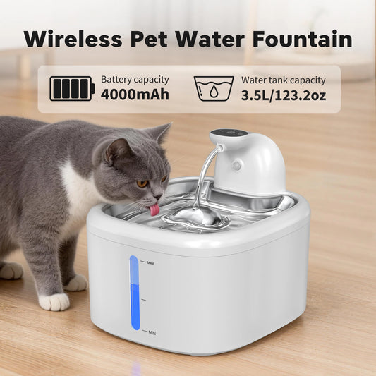 Fontaine sans fil avec réceptacle inoxydable de 3.5L