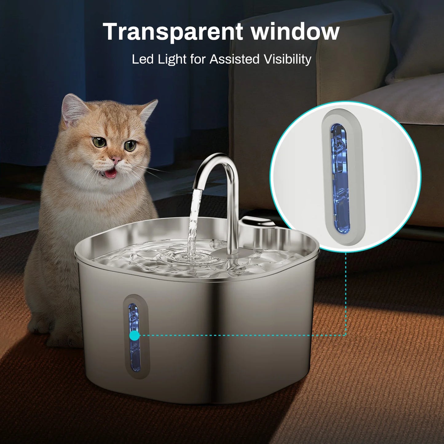 Fontaine à eau automatique en acier Inoxydable, système de filtration intégré