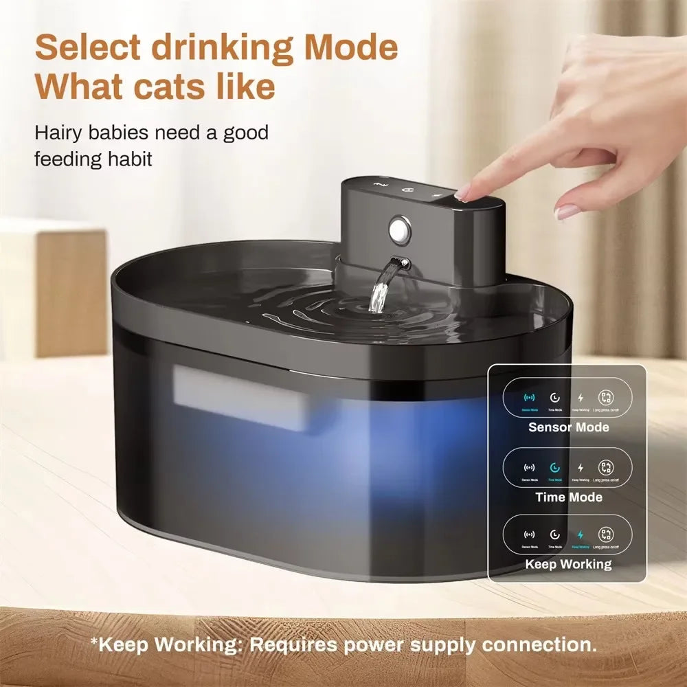 Fontaine à eau sans fil, 2,2L automatique, avec capteur de mouvement