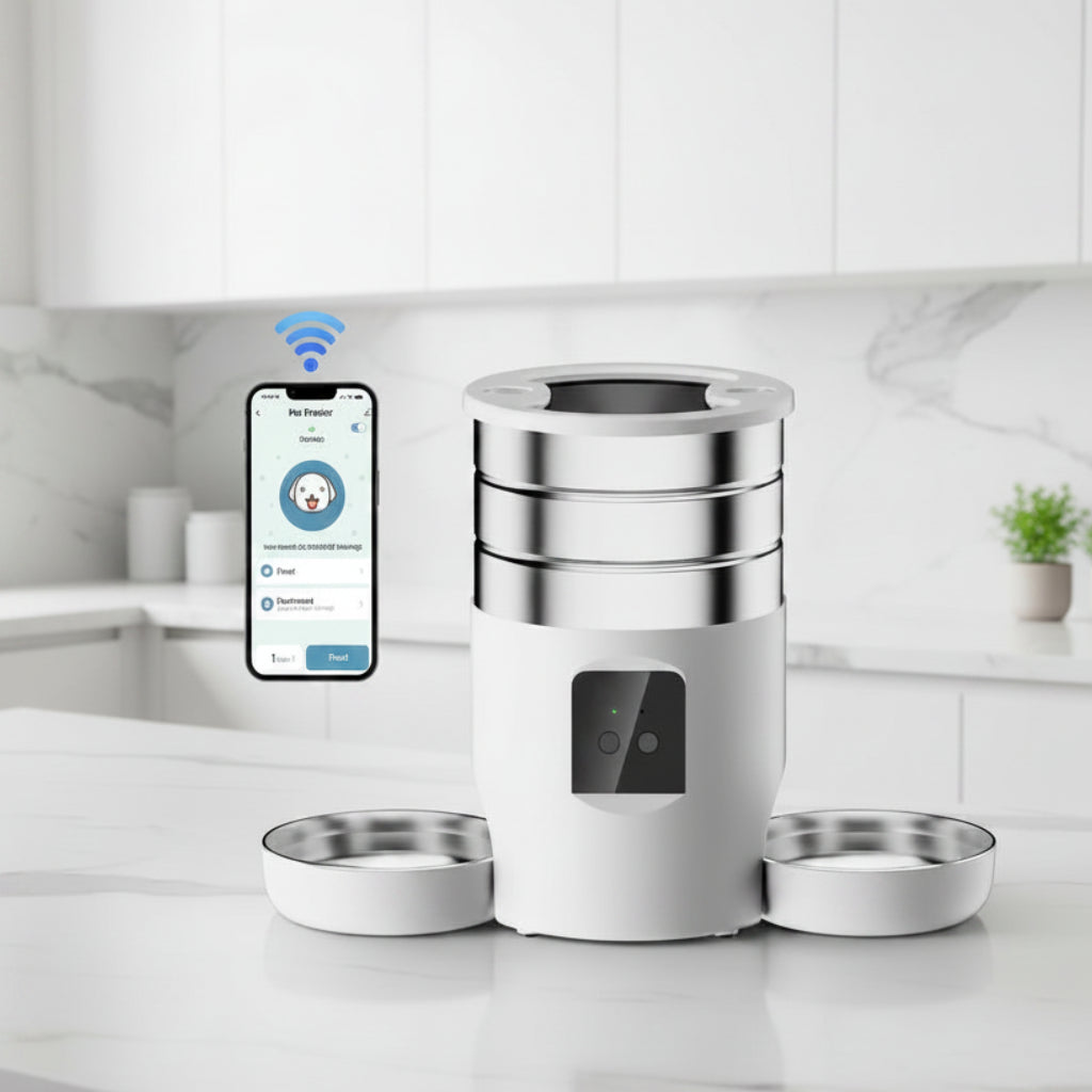Distributeur de croquettes intelligent, version wifi/bouton
