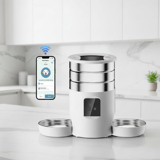 Distributeur de croquettes intelligent, version wifi/bouton