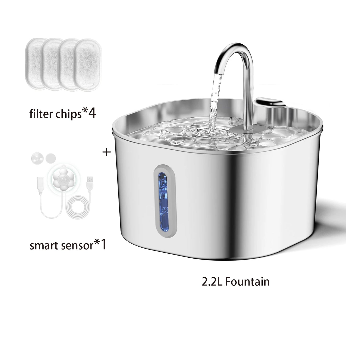 Fontaine à eau automatique en acier Inoxydable, système de filtration intégré