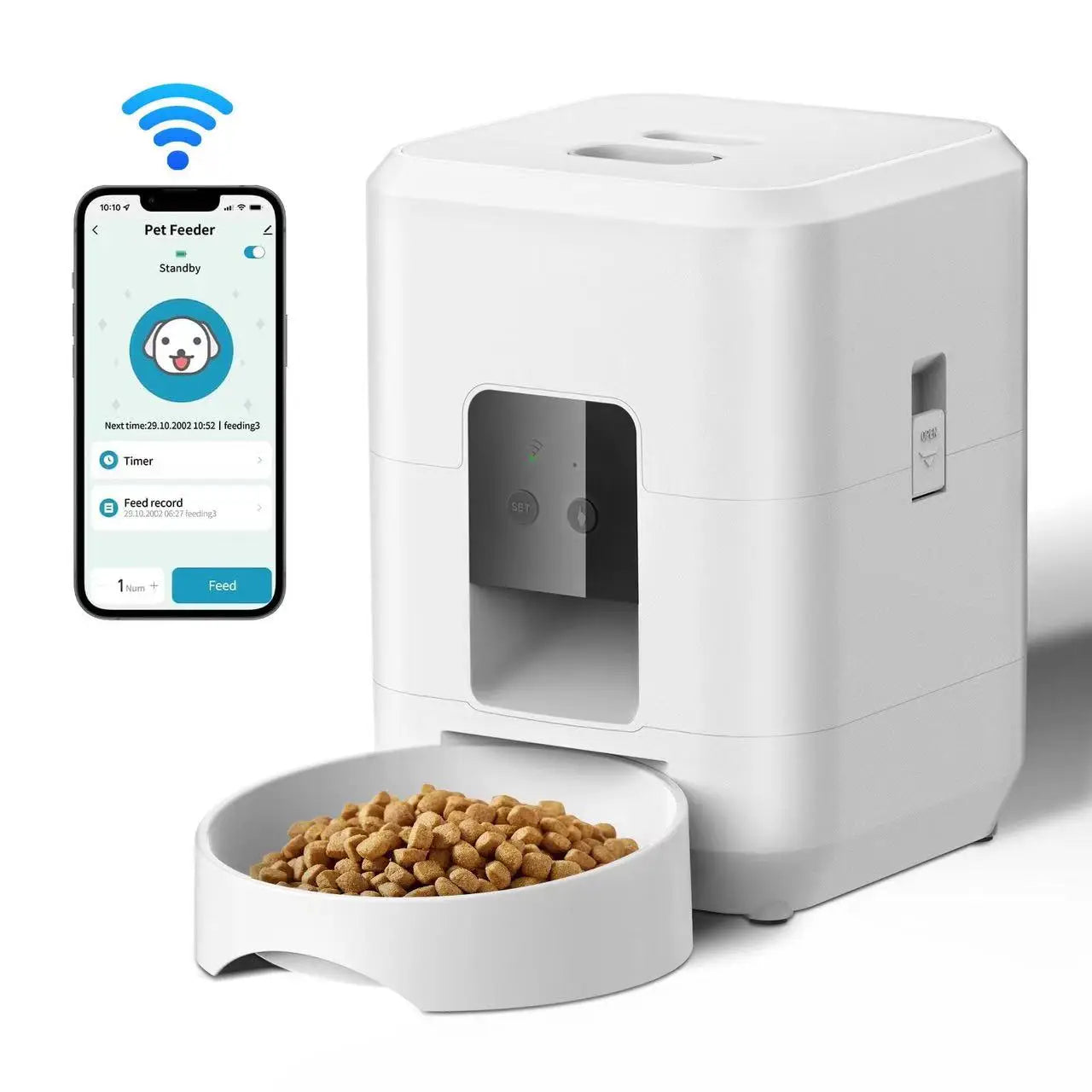 Distributeur automatique intelligent 2L, avec ou sans WIFI, programmation des repas, alerte niveau de nourriture